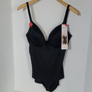 Red Hot SPANX Shaping Cupped Panty Bodysuit Black Size XL NWT